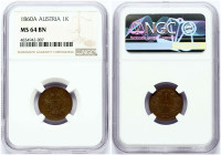Austria 1 Kreuzer 1860 A NGC MS 64 BN TOP POP