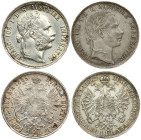 Austria 1 Florin 1862 A & 1889 Lot of 2 Coins
