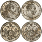 Austria 10 Kreuzer 1868 & 1869 Lot of 2 coins