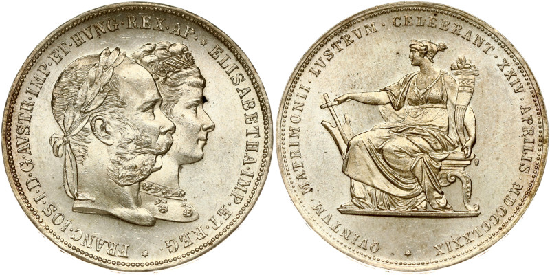 Austria. Franz Joseph I (1848-1916). 2 Gulden 1879, Silver Wedding Jubilee. Silv...
