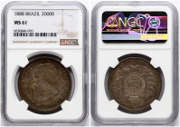 Brazil 2000 Reis 1888 NGC MS 61