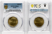 Brazil 1000 Reis 1938 Anchieta PCGS MS 65 MAX GRADE