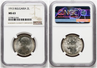 Bulgaria 2 Leva 1913 NGC MS 63