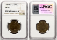 Bulgaria 5 Leva 1943 NGC MS 62
