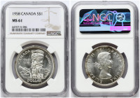 Canada Dollar 1958 British Columbia NGC MS 61