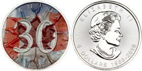 Canada 5 Dollars 2018 30th Anniversary of the Maple Leaf colorized