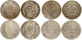 France 5 Francs 1834-1839 Lot of 4 coins