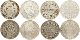 France 5 Francs 1843-1847 Lot of 4 coins