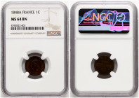 France 1 Centime 1848 A NGC MS 64 BN