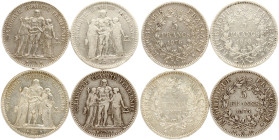 France 5 Francs 1848-1876 Lot of 4 coins