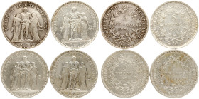 France 5 Francs 1849-1876 Lot of 4 coins