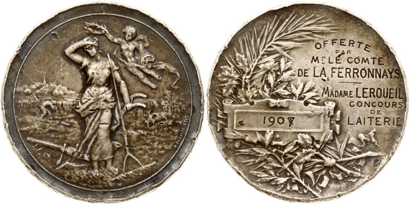 France. Medal 1907, Mrs. Lerouleil dairy competition, offered by Mr. Count de la...