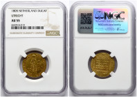 Netherlands Batavian Republic Ducat 1805 Utrecht NGC AU 55