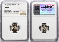 Philippines 10 Centavos 1945 D NGC MS 65