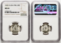 Philippines 20 Centavos 1945 D NGC MS 64
