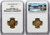 Romania 20 Lei 1890 B NGC MS 62