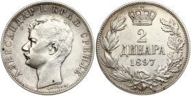 Serbia 2 Dinara 1897