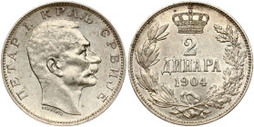 Serbia 2 Dinara 1904