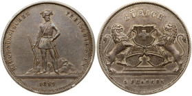 Switzerland 5 Francs 1859 Zürich Shooting Festival