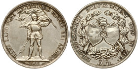 Switzerland 5 Francs 1869 Zug Shooting Festival