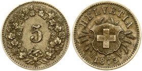 Switzerland 5 Rappen 1873 B