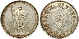 Switzerland 5 Francs 1879 St Gallen Shooting Festival