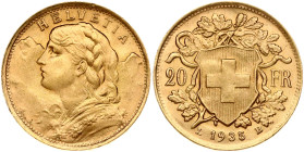 Switzerland 20 Francs 1935 LB