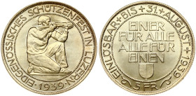Switzerland 5 Francs 1939 B Lucerne Shooting Festival
