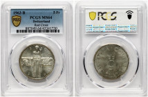 Switzerland 5 Francs ND (1963) B Red Cross PCGS MS 64