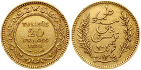 Tunisia 20 Francs 1308 (1891) A