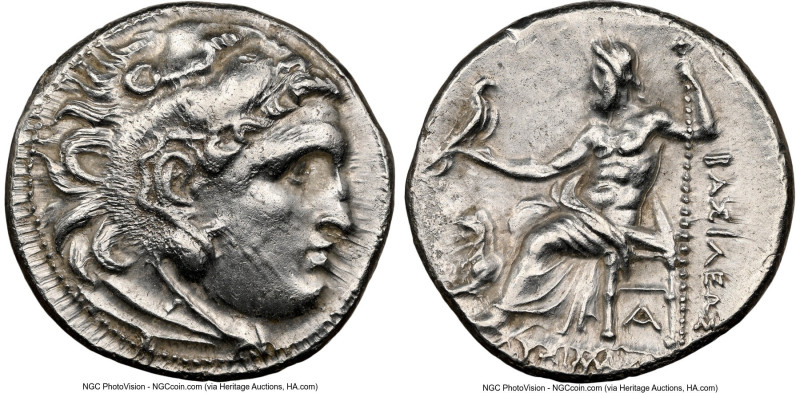THRACIAN KINGDOM. Lysimachus (305-281 BC). AR drachm (17mm, 4.20 gm, 1h). NGC AU...