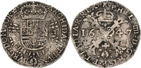 Patagon. Henegouwen. Tournai. Philips IV. 1647. VF

Vanhoudt 645. Ar. 24,85 g.