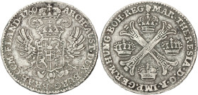 Halve Kronenthaler. Brabant. Brussel. Maria Theresia. 1760. VF

Vanhoudt 1828 BS. Ar. 14,75 g.