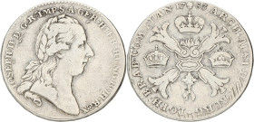 Kronenthaler. Brabant. Brussel. Jozef II. 1783. F

Adjustment marks. Vanhoudt 852. Ar. 29,42 g.