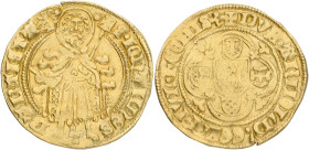 Sint Jansgoudgulden. Gelderland. Arnold van Egmont. ND (1423 - 1473). VF.

Cleaned. Fr. 56, Delmonte G. 604, vdCh 2. 10.3. AU. 3,22 g.