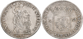 3 gulden - generaliteits. Gelderland. 1764. VF +.

Cleaned. CNM 2.17.147. Delm. 1145. 31,6 g.