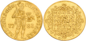Gouden dukaat. Holland. 1781. XF.

CNM 2.28.54. Delm. 775. AU. 3,49 g.