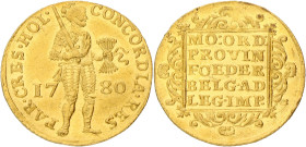 Gouden dukaat. Holland. 1780. XF -.

CNM 2.28.54. Delm. 775. 3,4 g.
