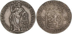 Halve generaliteitsgulden van X stuiver. Utrecht. 1795. Zeer Fraai / Prachtig.

Sch. 102. 5,3 g.