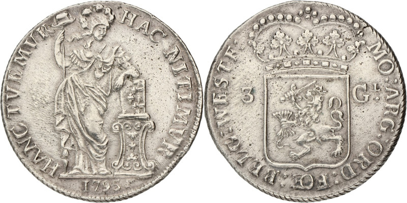 3 Gulden. West-Friesland. 1795. VF / XF.

Sch. 85. Ar. 31,2 g.