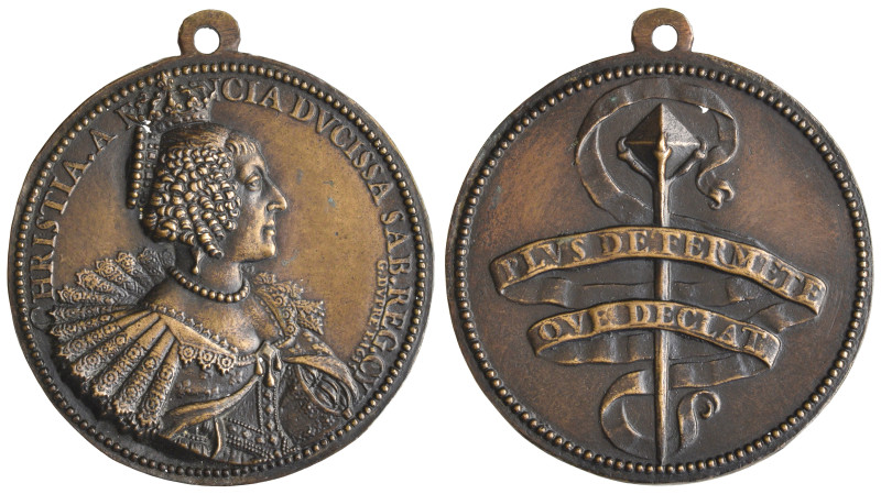 Guillaume Dupré (c. 1579-1640), Christine, Duchess of Savoy, bronze medal, 1635,...