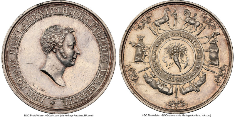 Wurttemberg. Wilhelm I silver "Agriculture Association" Medal ND AU58 NGC, Wurst...