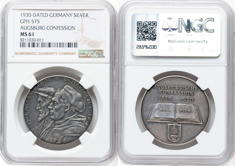 Weimar Republic silver "Augsburg Confession Quadricentennial" Medal 1930-Dated M...