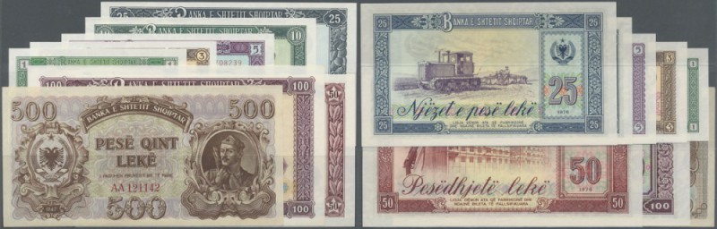 Albania: set with 8 Banknotes post war issues, including 500 Leke 1947 and a Spe...