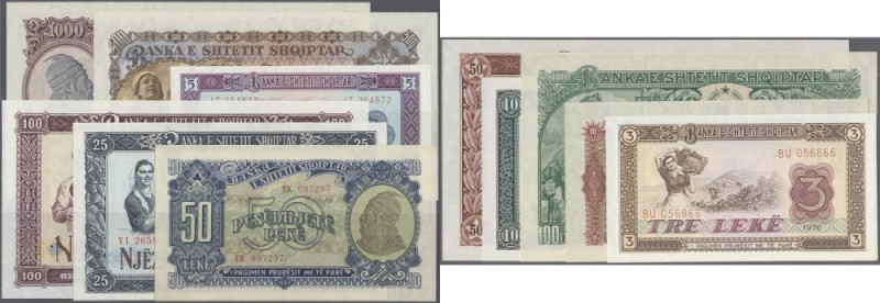 Albania: set of 12 different notes containing 50 Leke 1949 P. 25, 10,100,500,100...