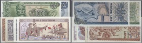 Albania: set of 6 different notes containing 100 Leke 1991 Specimen P. 47s (UNC), 500 Leke 1991 P. 48a (UNC), 500 Leke 1996 P. 48b (F), 200 Leke 1992 ...