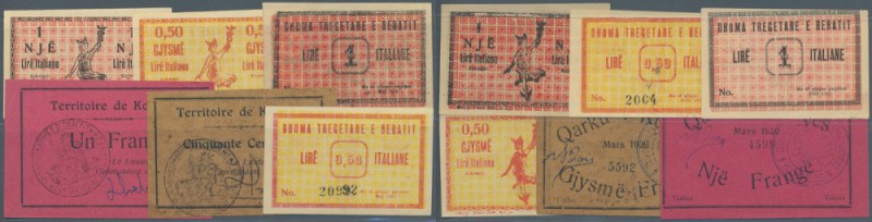 Albania: set with 6 Banknotes Notgeld Italian occupation of Berat 0,50 Lire Apri...