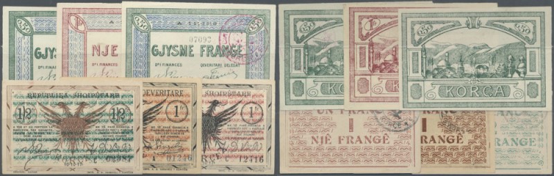 Albania: set with 6 banknotes Shqipërië Vetqeveritare, Korçe (Albanian Self Gove...