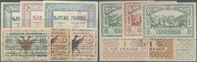 Albania: set with 6 banknotes Shqipërië Vetqeveritare, Korçe (Albanian Self Government, Coriza/Korytza) 1917/1918, including 1/2 Franc 1917, 2 x 1 Fra...