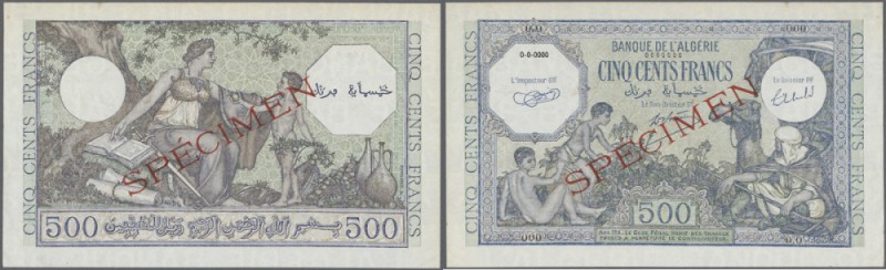 Algeria: 500 Francs ND Specimen P. 93s, with red specimen overprint, zero serial...